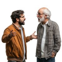 A son arguing with an elderly parent png
