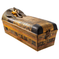 An ancient Egyptian pharaoh's sarcophagus against a transparent background png