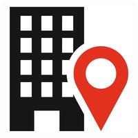 Building icon concept in red color vector