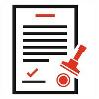 Agreement Approval icon concept in red color vector