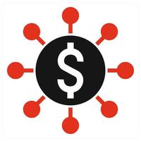 Allocation of Funds icon in red color vector