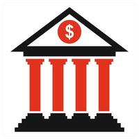 Bank icon concept in red color vector