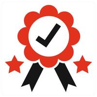 Badge and mission icon in red color vector