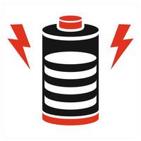 Battery icon concept in red color vector