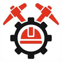 Bitcoin Mining icon concept in red color vector