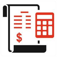 Bill and receipt icon concept in red color vector