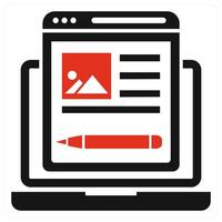 Blog Writing icon concept in red color vector