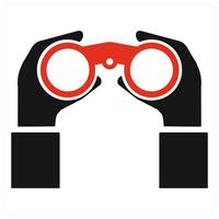 Binoculars icon concept in red color vector