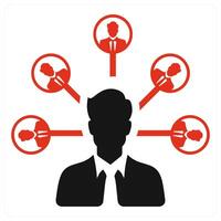 Business Connection icon concept in red color vector