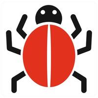 Bug and virus icon concept in red color vector