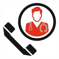 Call a doctor icon concept in red color vector
