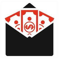 Cash icon concept in red color vector