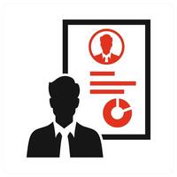 Business Profile icon concept in red color vector