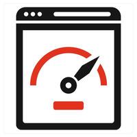 Dashboard and speedometer icon in red color vector