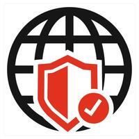 Cyber Security icon concept in red color vector