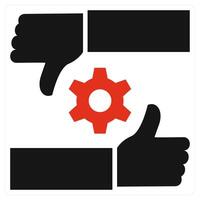 Critic icon concept in red color vector