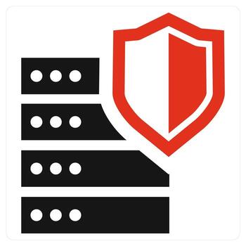 Database Protection and protection in red color vector