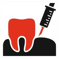 Dental Injection icon concept in red color vector
