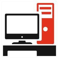 Desk icon concept in red color vector