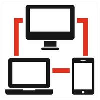 Device Connectivity and connection icon concept in red color vector