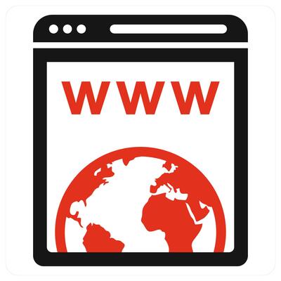 Domain icon concept in red color