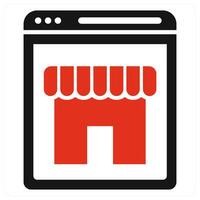 E Shop icon concept in red color vector