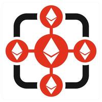 Ethereum Block Chain icon concept in red color vector