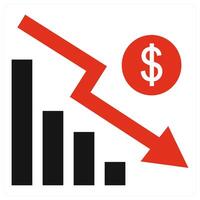 Falling Economy icon concept in red color vector