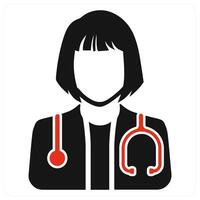 Female Doctor icon concept in red color vector