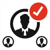 Find The Right Person icon concept in red color vector