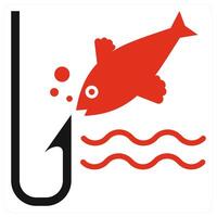 Fishing icon concept in red color vector