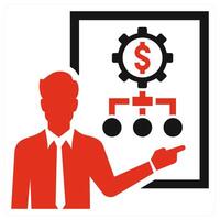 Financial Presentation icon concept in red color vector
