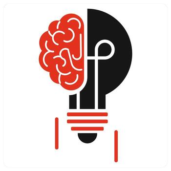 Idea Generation icon concept in red color vector