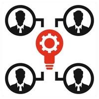 Idea Collaboration icon concept in red color vector