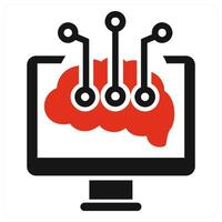 Intelligent Data icon concept in red color vector