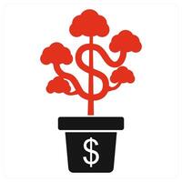 Investment and money icon concept in red color vector
