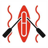 Kayaking icon concept in red color vector
