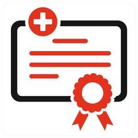 Medical Certificate icon concept in red color vector