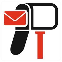 Mail Box icon concept in red color vector