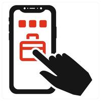 Mobile Shopping concept in red color vector