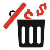 Money Waste icon concept in red color vector