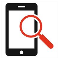 Mobile Search icon concept in red color vector