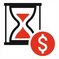 Money And Time icon concept in red color vector