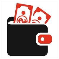 Money in Wallet icon concept in red color vector