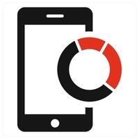 Mobile Graphical Report icon concept in red color vector