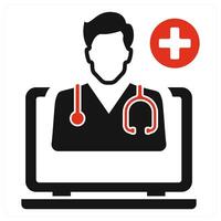 Online Consultation concept in red color vector