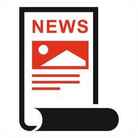 News paper icon concept in red color vector