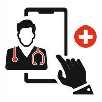 Online Consultation and doctor concept in red color vector