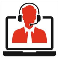 Online Consultant icon concept in red color vector