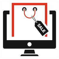Online Sale icon concept in red color vector